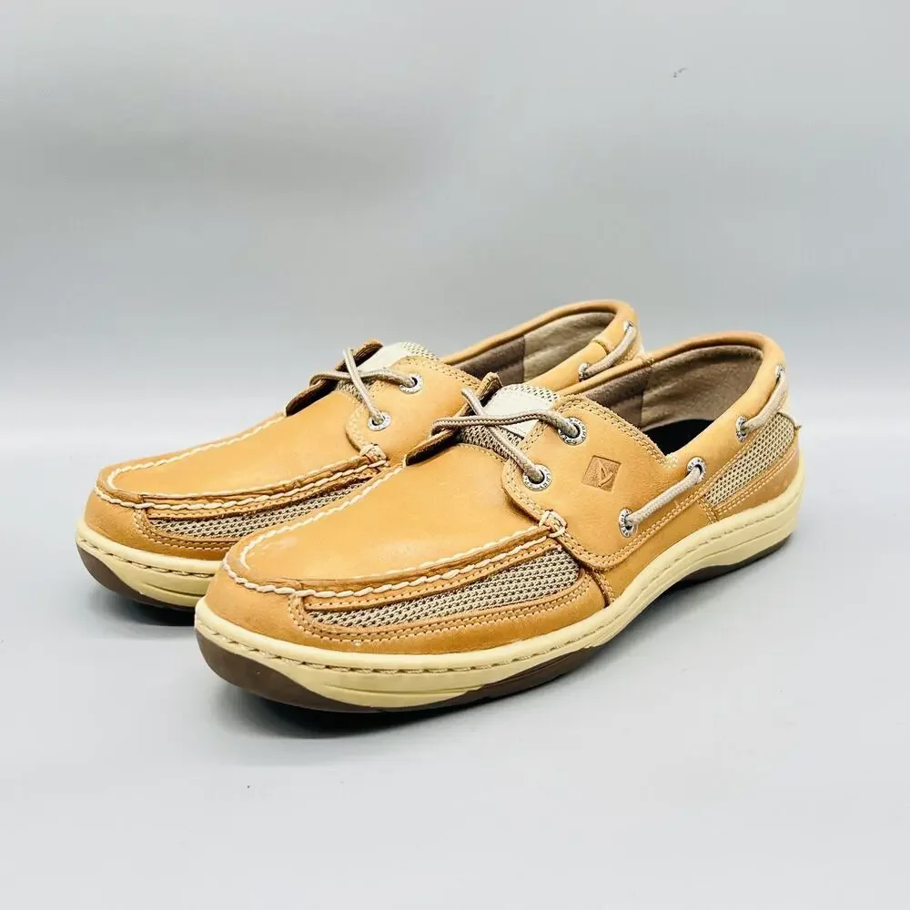 Sperry Shoes Mens 7.5 Brown Leather Top Sider Boat Deck Moc Toe Casual Comfort